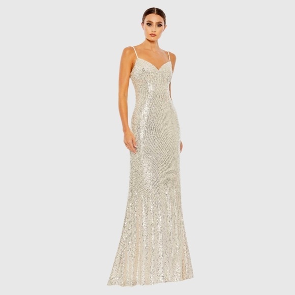 IEENA FOR MAC DUGGAL 11276 NWT Sequined Sleeveless Column Gown - Picture 1 of 8